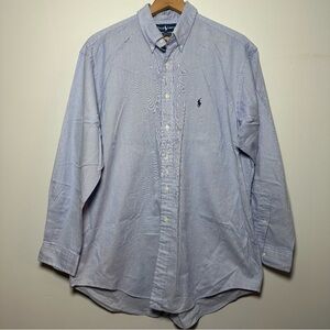 Ralph Lauren Yarmouth Men’s Blue Stripe Oxford Shirt Size 17/34 Classic Fit
